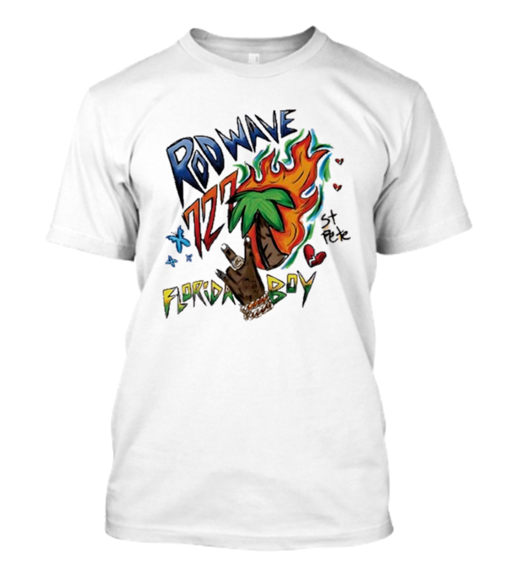 Rod Wave 727 St Pete Florida Boy Palm Tree And Flames T-Shirt