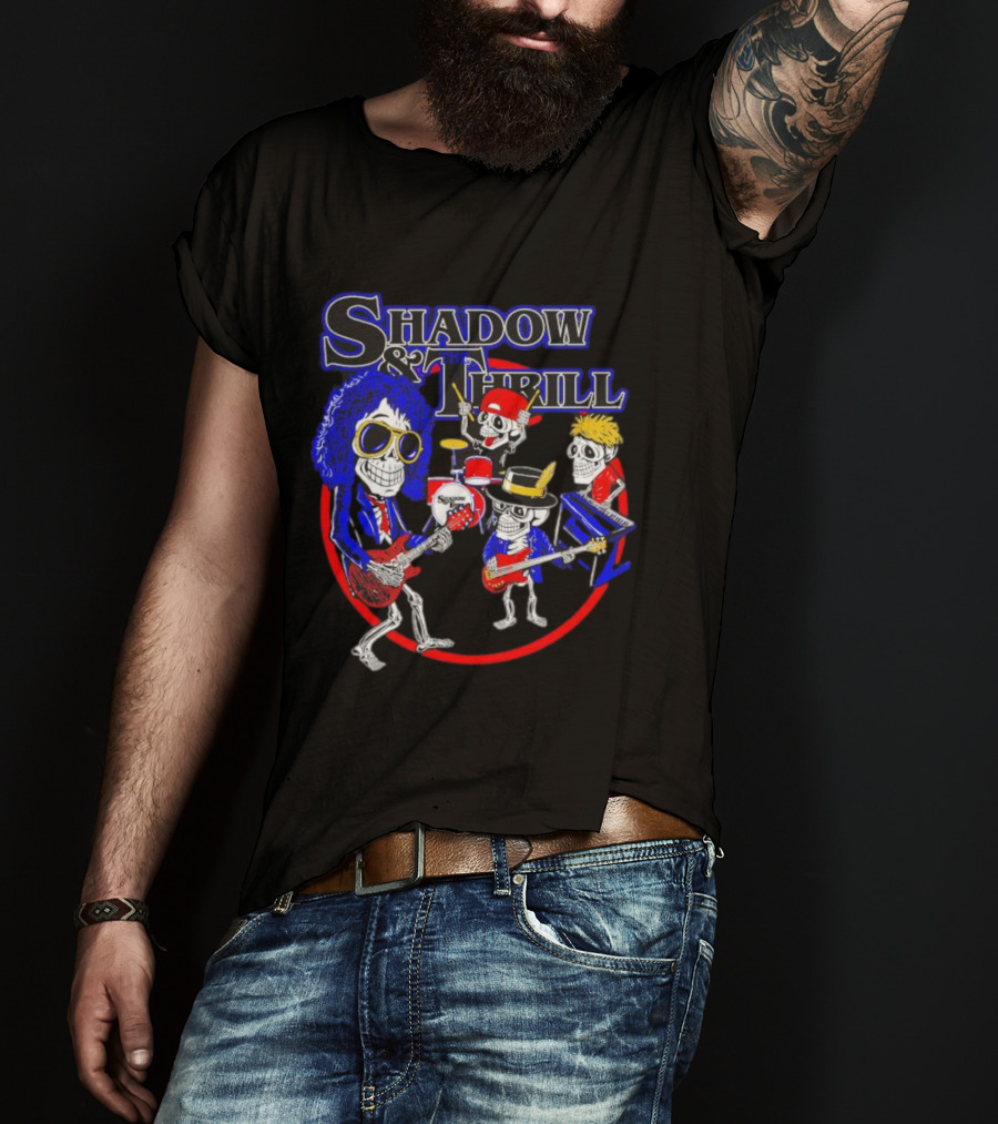 Shadow And Thrill Skeleton Band Rock Performance T-Shirt