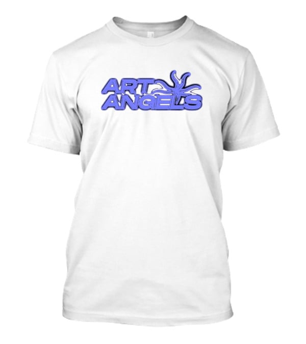 Art Angels Blue Font Stylized 3D Text With Abstract Spiral T-Shirt