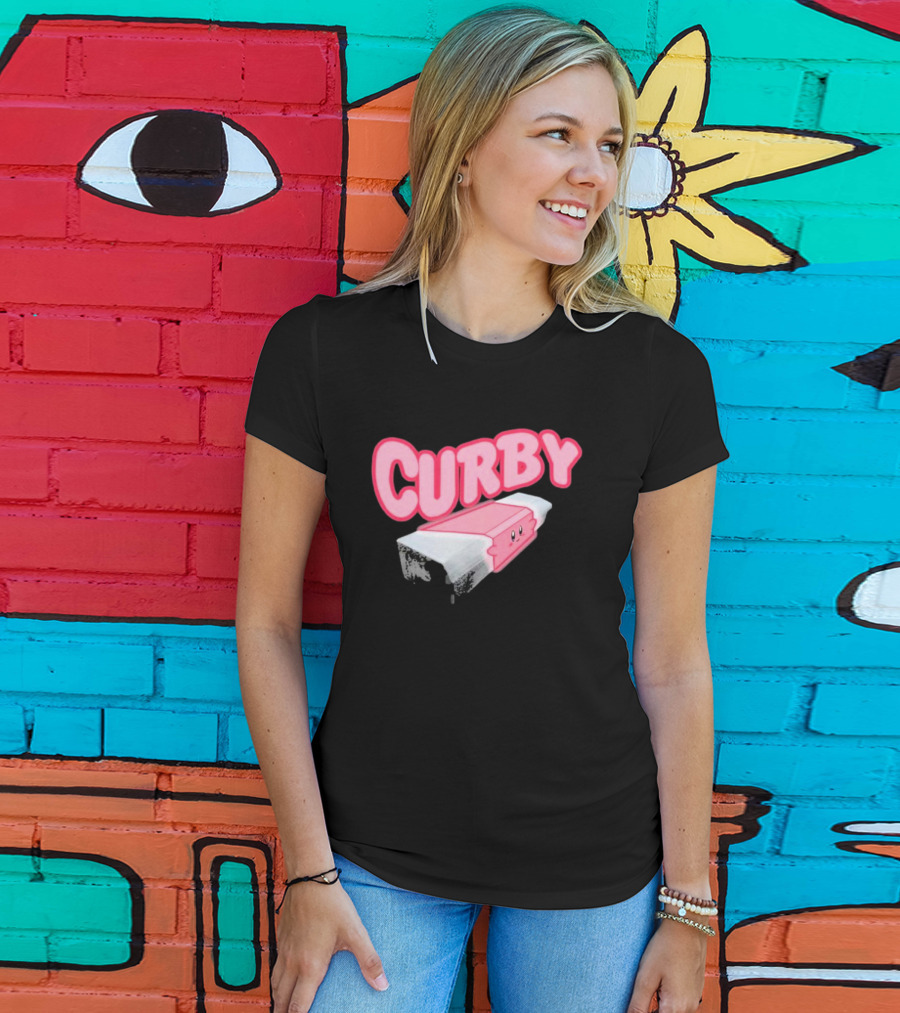 CURBY Pink Brick Character T-Shirt