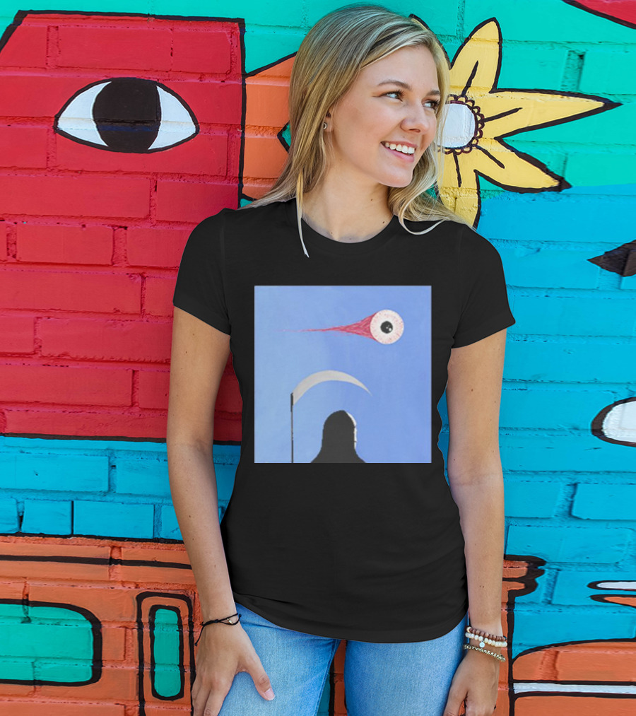 Grim Reaper With Scythe And Eyeball In Blue Sky Doja Cat Merch T-Shirt