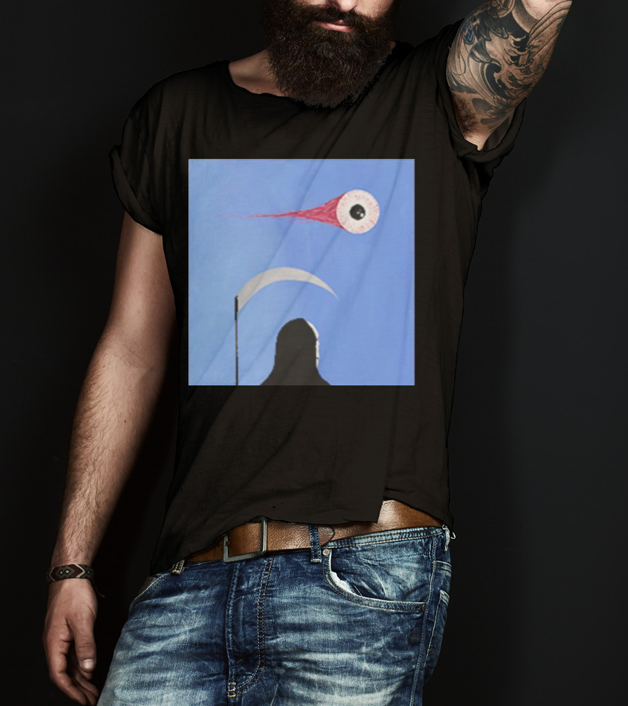 Grim Reaper With Scythe And Eyeball In Blue Sky Doja Cat Merch T-Shirt