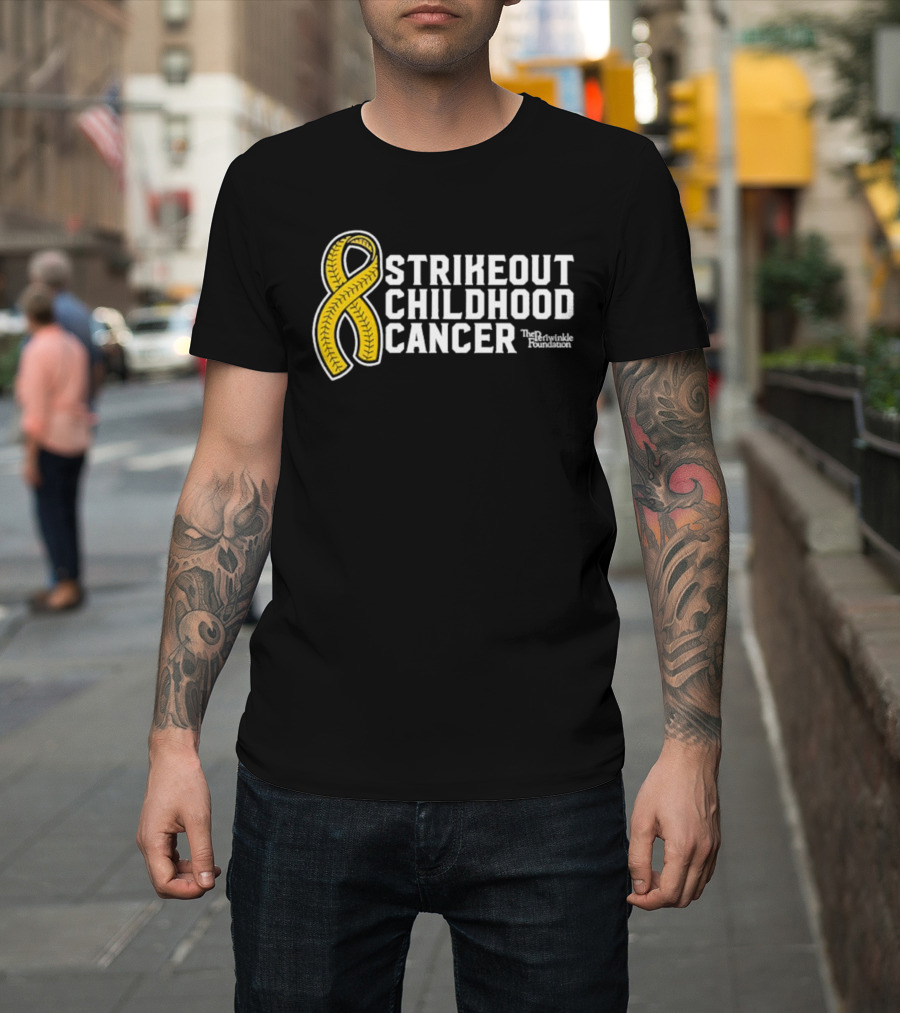 Strikeout Childhood Cancer The Prinkindle Foundation Yellow T-Shirt