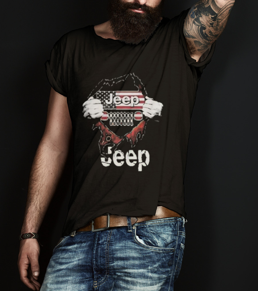 Jeep American Flag Blood Inside Me T-Shirt