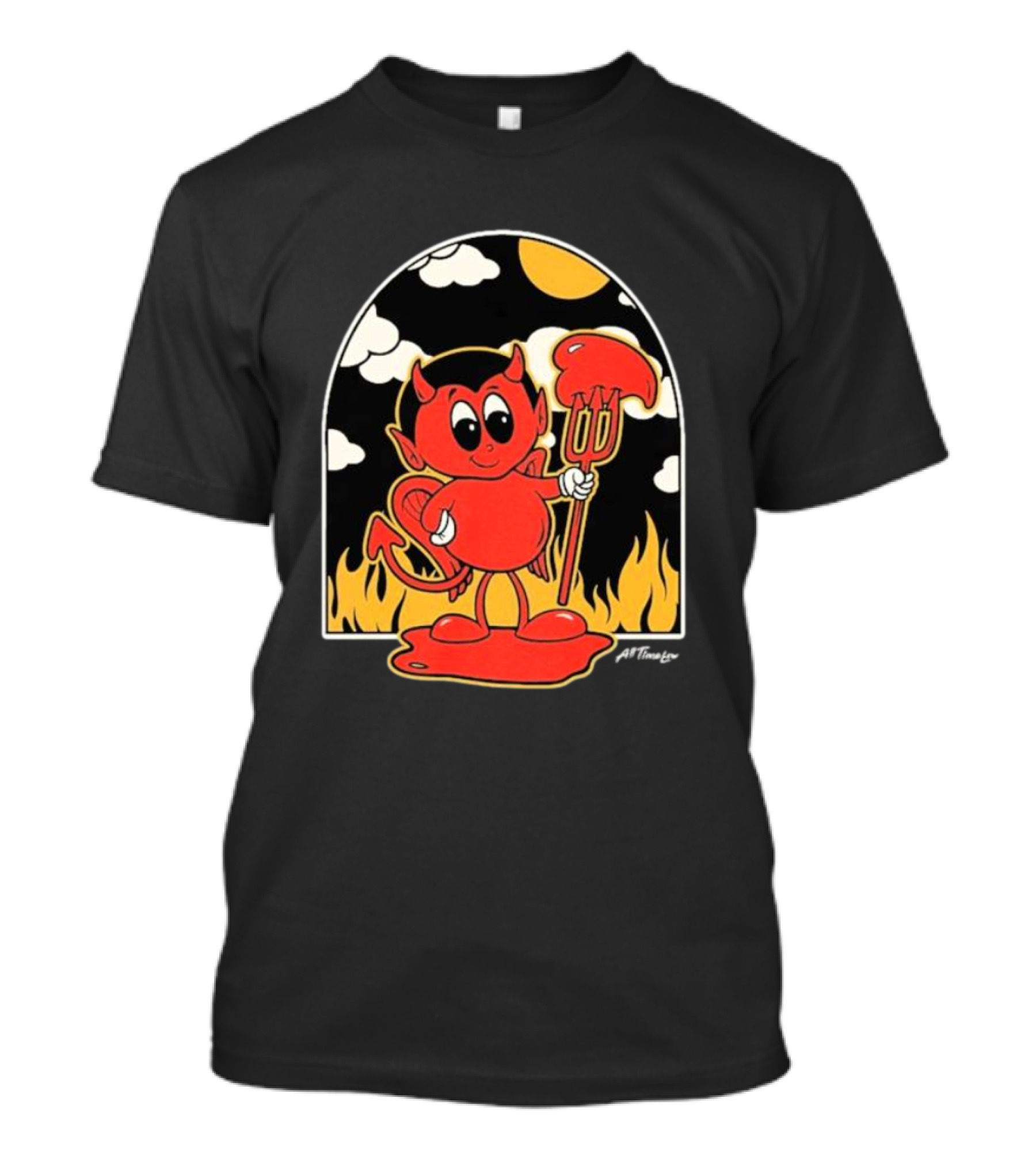 All Time Low Modern Love Cartoon Devil Flames Sun Clouds T-Shirt