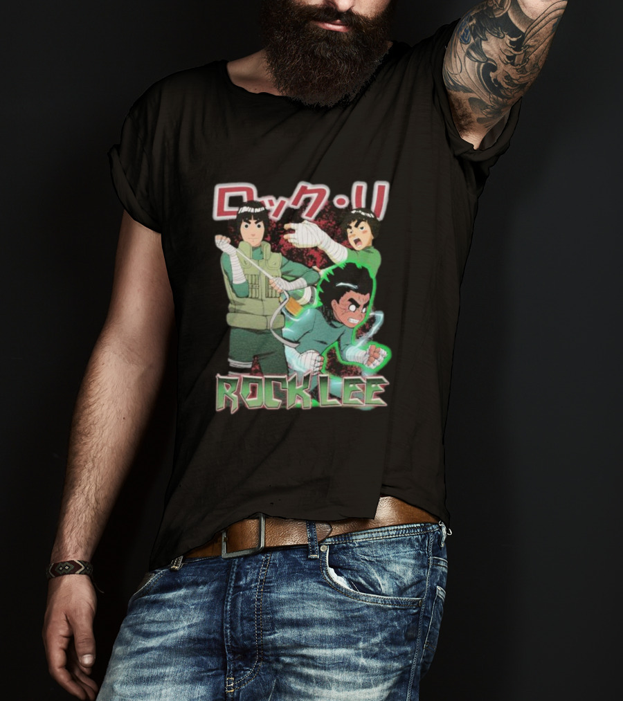 Rock Lee Dynamic Ninja Japanese Text T-Shirt