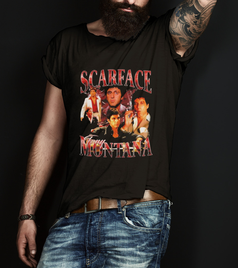 Scarface Tony Montana Film Collage Iconic Scenes T-Shirt