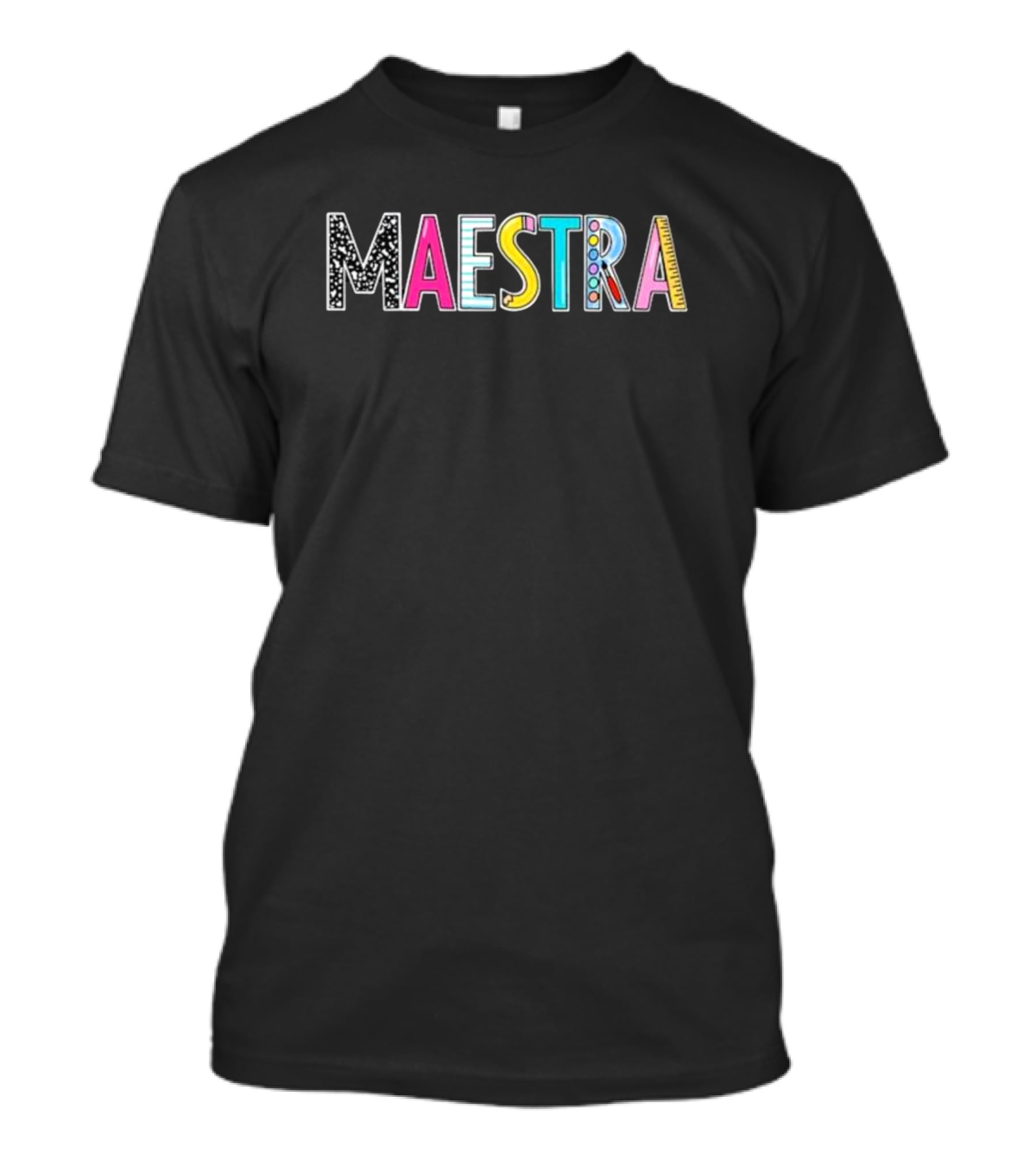 Breezy Bilingual Maestra Colorful Ruler And Pencil Letters T-Shirt