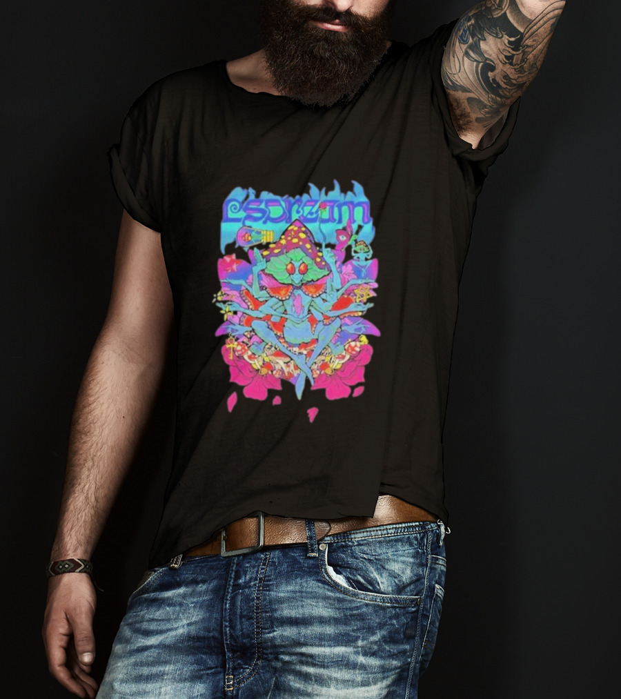 LSDream Mushi Psychedelic Bug Creature With Vibrant Colors And Cosmic Elements T-Shirt