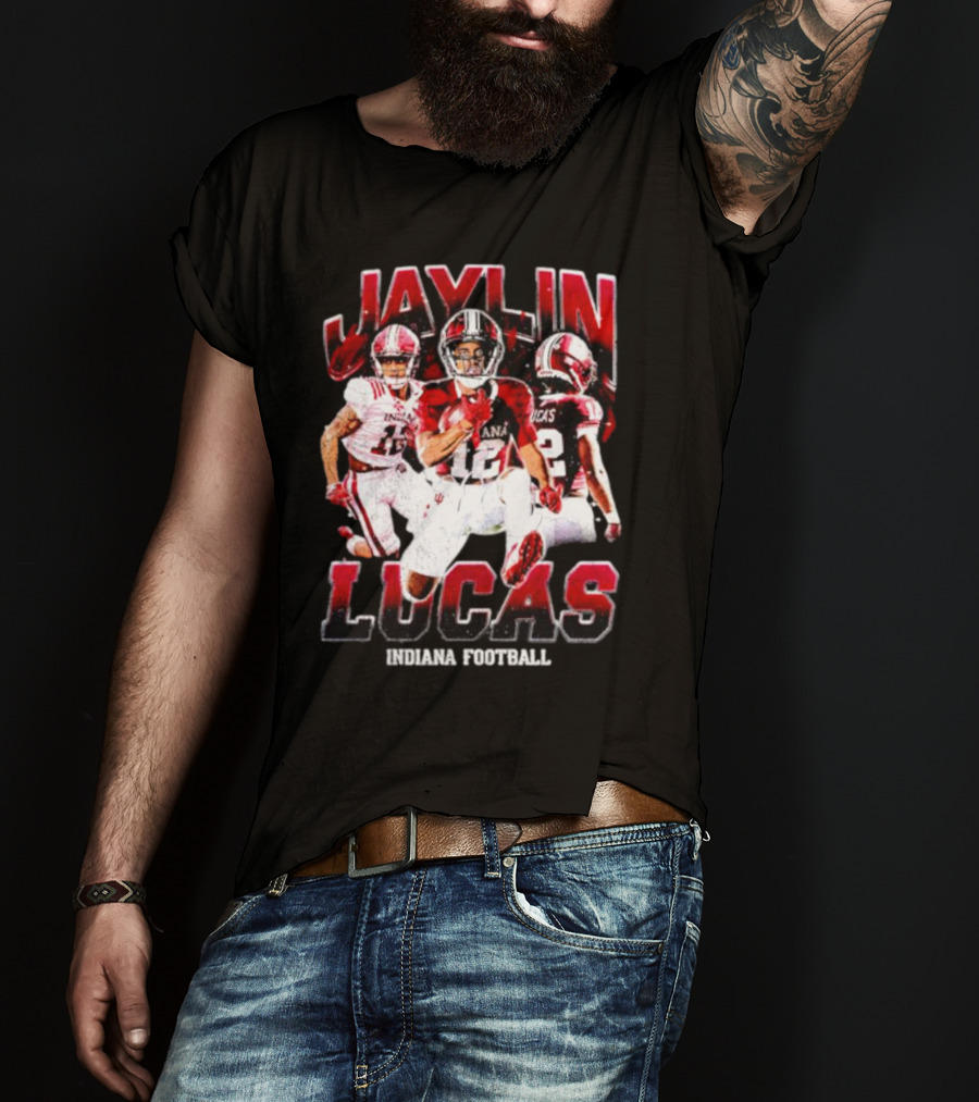 Jaylin Lucas Indiana Football Athlete Action Collage T-Shirt