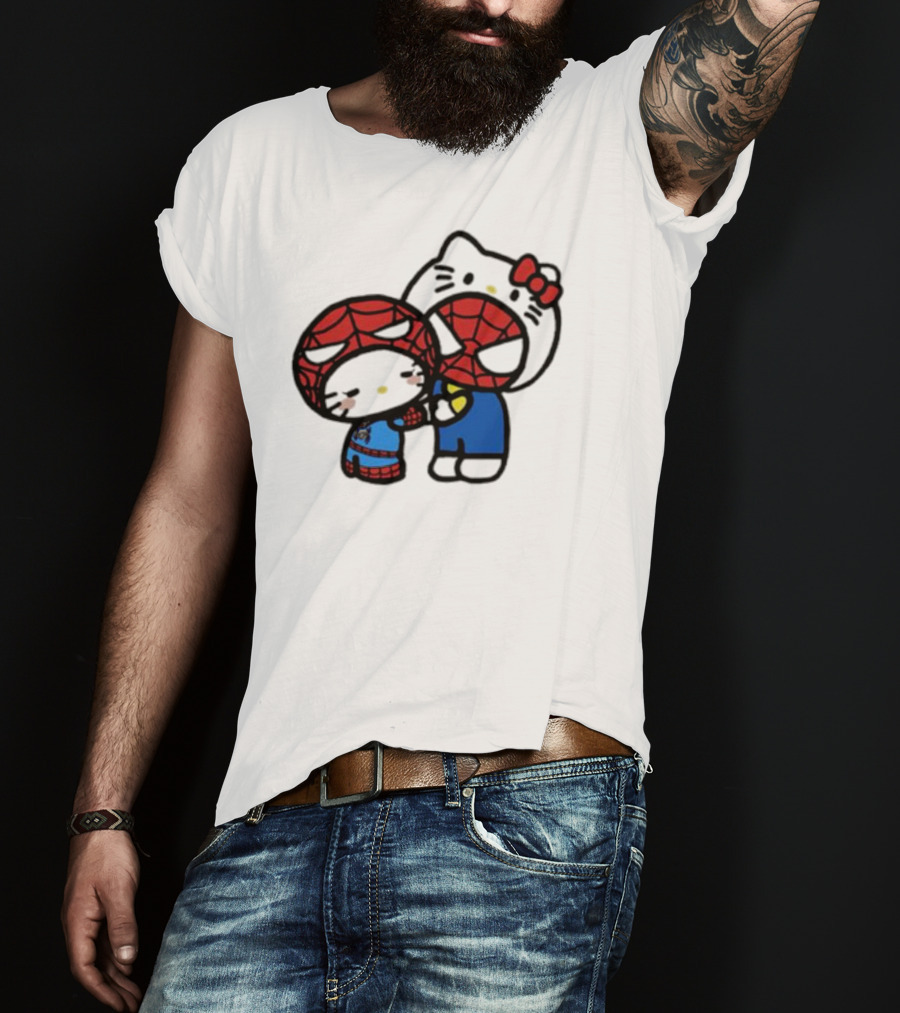 Hello Kitty Spider-Man Crossover Cartoon Characters T-Shirt