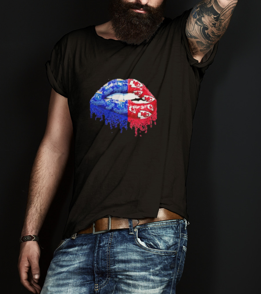 Lips Kansas City Royals KC And Kansas City Chiefs KC T-Shirt