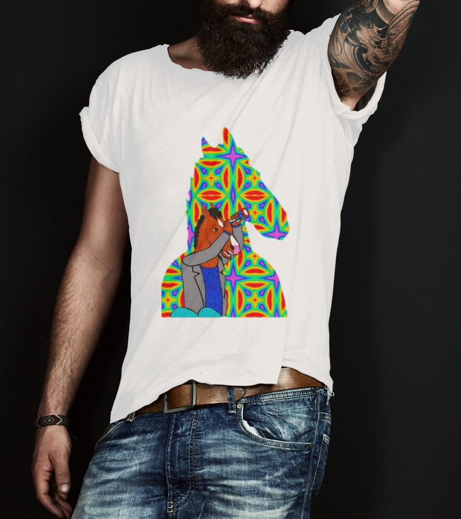 Psychedelic Bojack Horseman Silhouette With Colorful T-Shirt