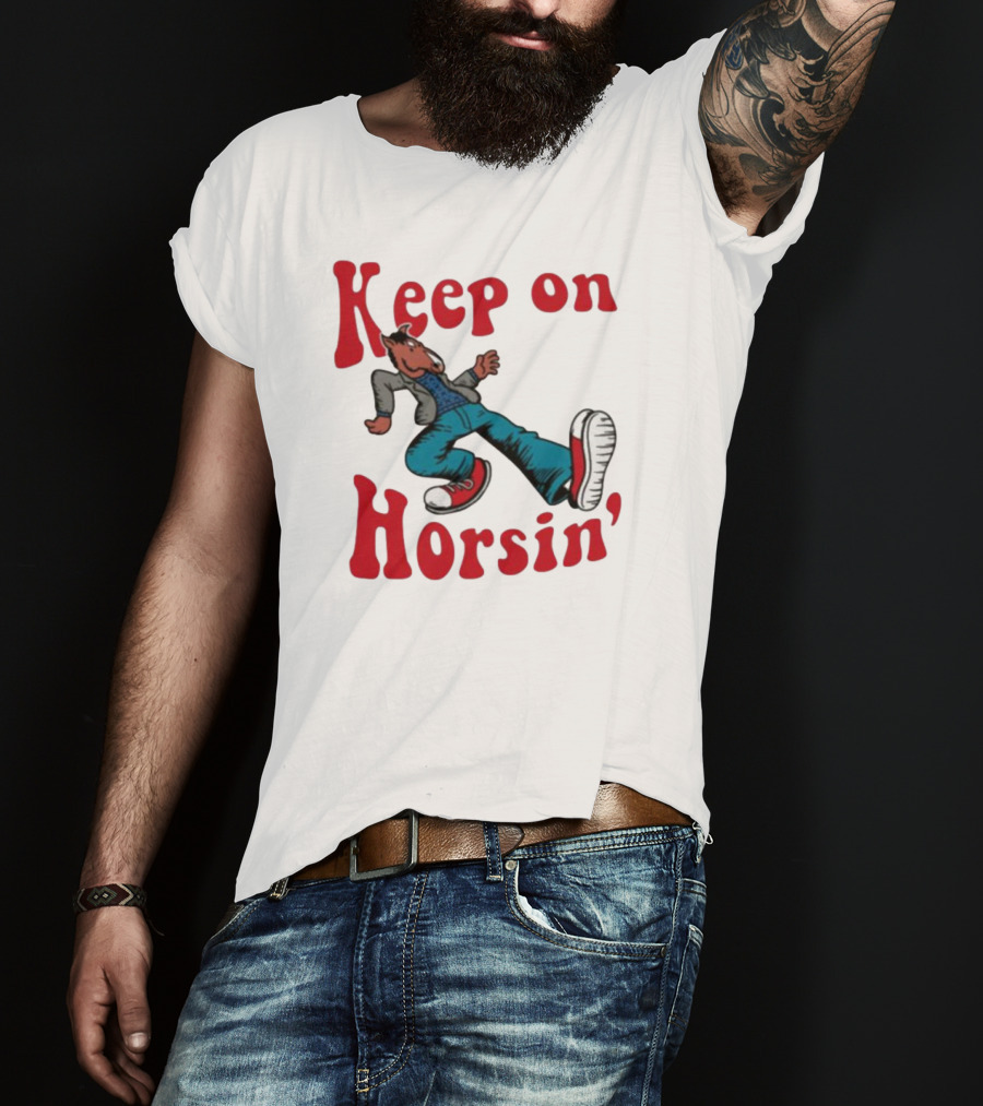Hiphop Bojack Horseman Keep On Horsin' Retro Cartoon T-Shirt