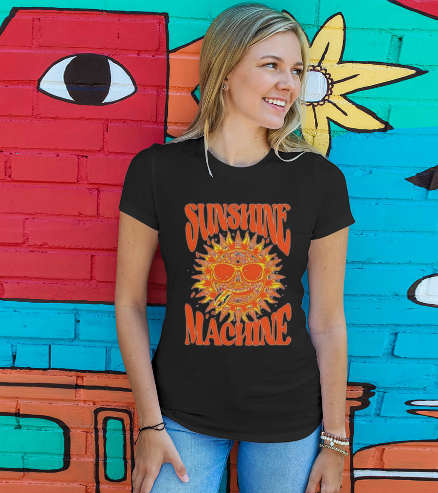 SUNSHINE MACHINE Smiling Sun With Sunglasses And Vibrant Colors T-Shirt