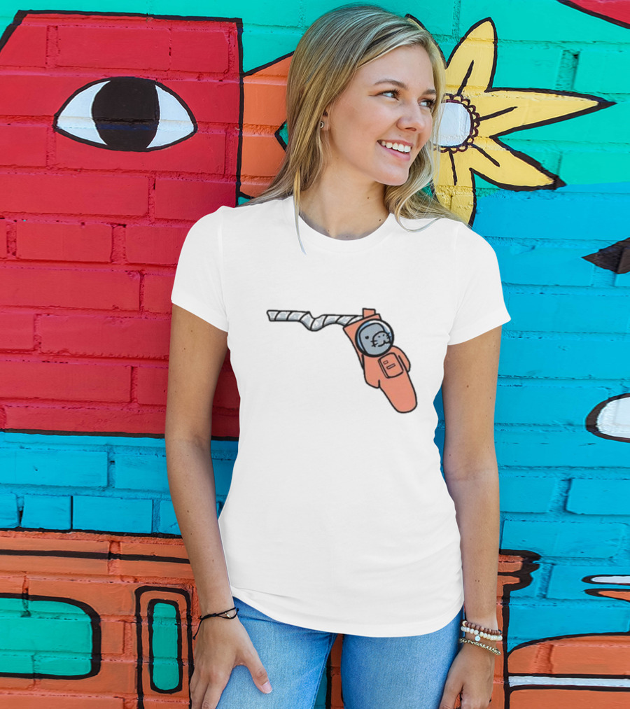 Florida Astronauts Manatee In Space Helmet Floating In Orange Suit T-Shirt