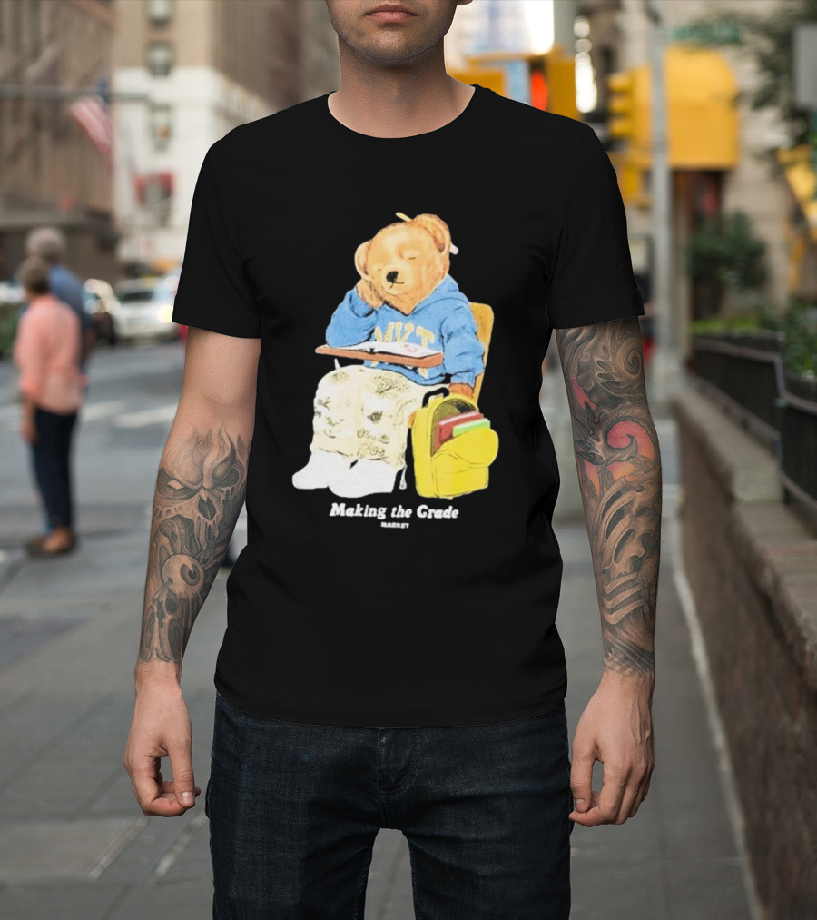 NYT Bear In School Desk With Yellow Backpack T-Shirt