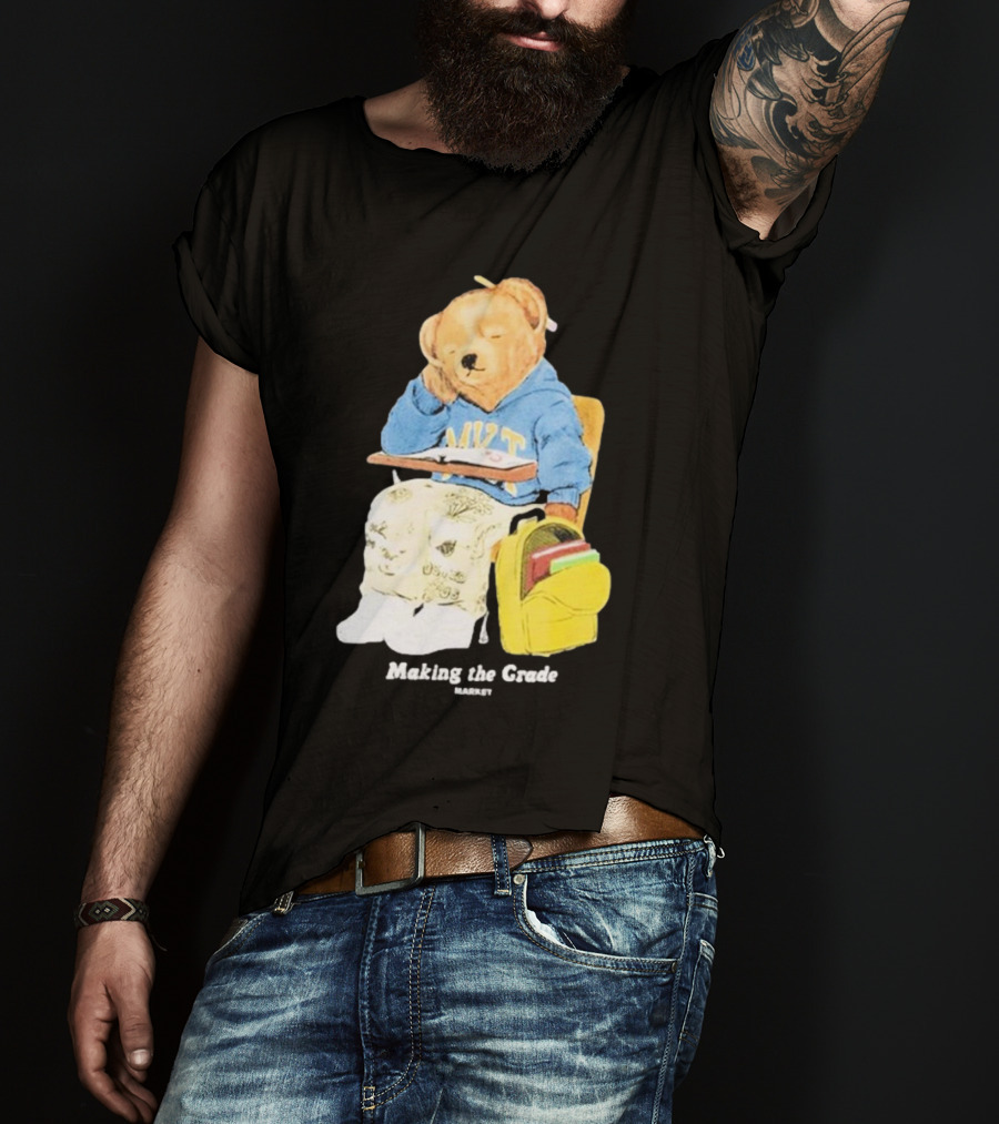 NYT Bear In School Desk With Yellow Backpack T-Shirt