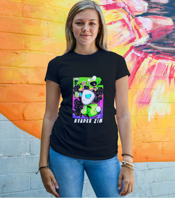 Invader Zim GIR Unzipped Neon Colors Cartoon T-Shirt