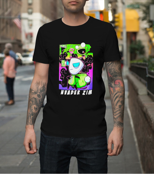 Shirt: Invader Zim GIR Unzipped Neon Colors Cartoon T-Shirt Invader Zim GIR Unzipped Neon Colors Cartoon T-Shirt