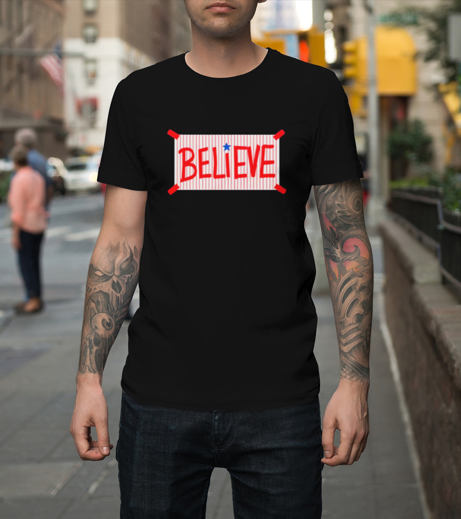 Believe Philadelphia Red Stripes Blue Star T-Shirt