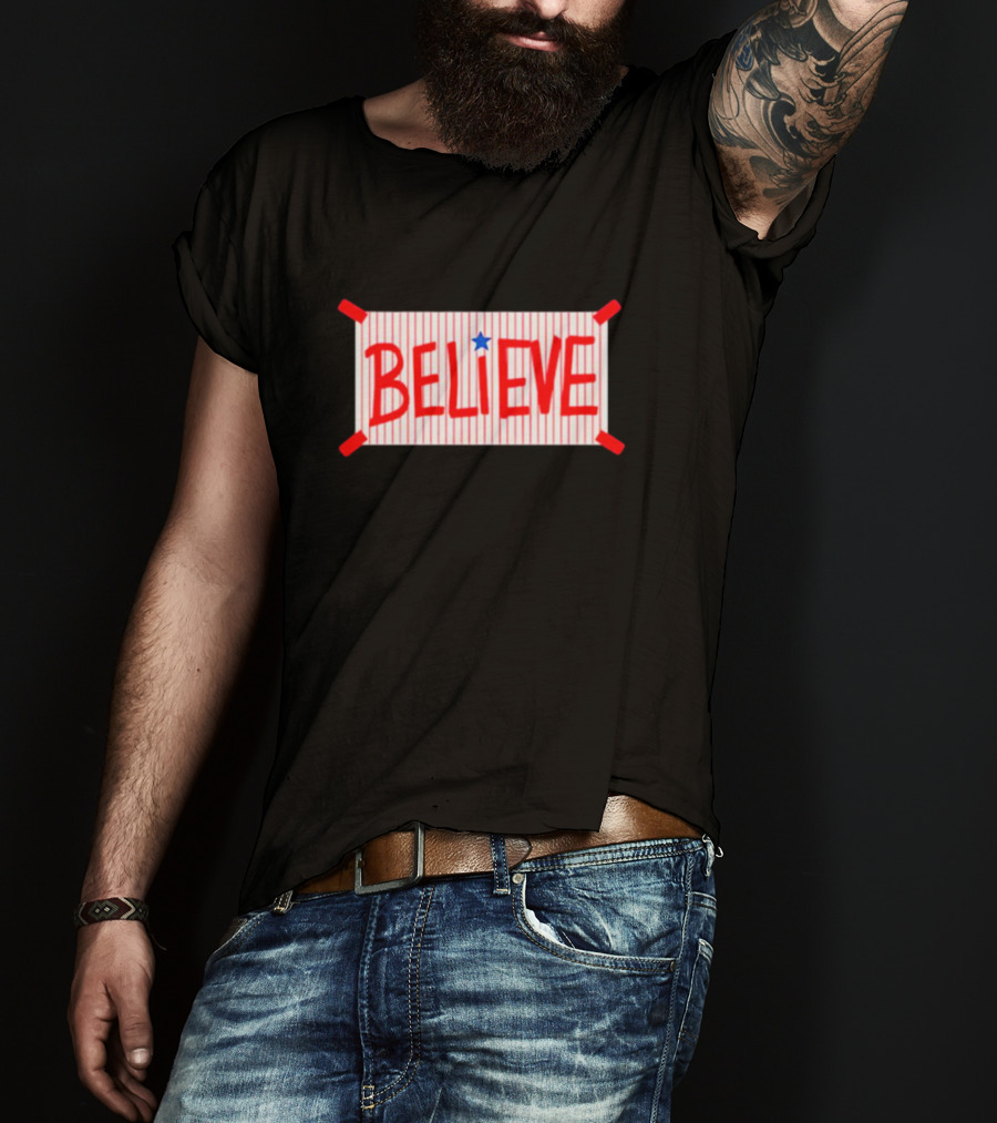Believe Philadelphia Red Stripes Blue Star T-Shirt
