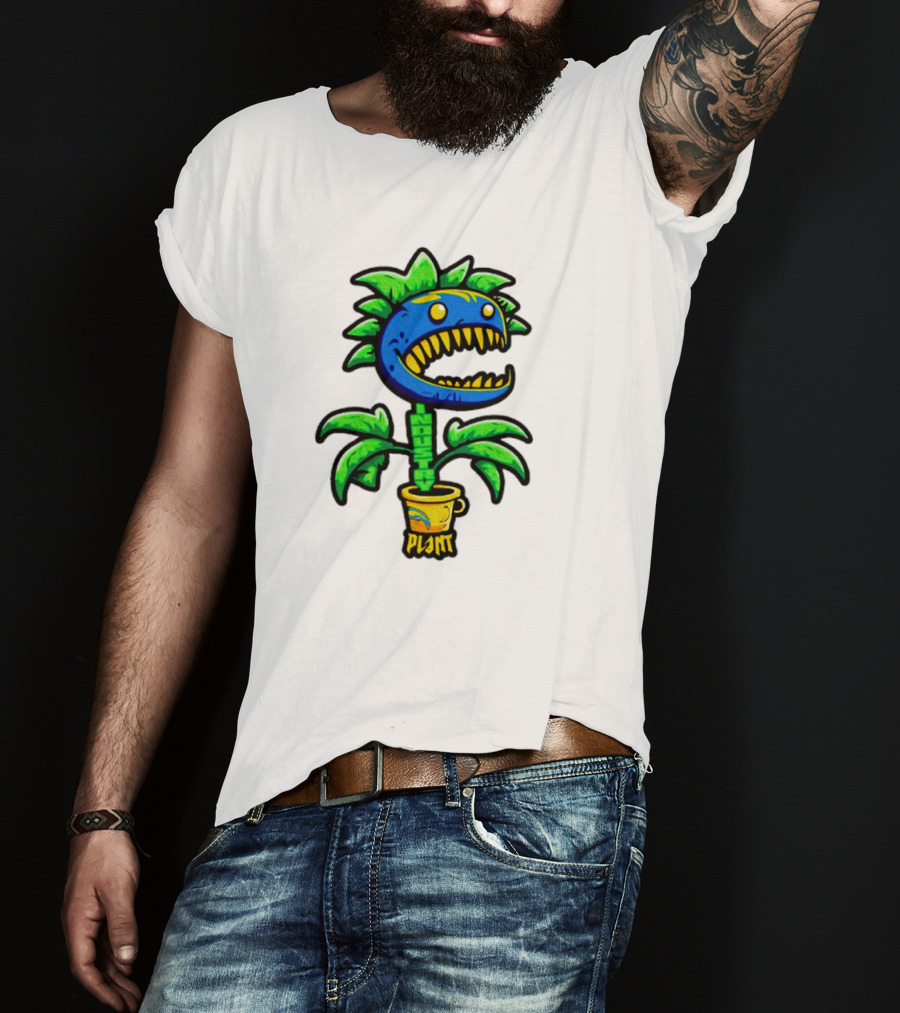 Industry Plant Blue Monster With Yellow Teeth In Yellow Pot T-Shirt
