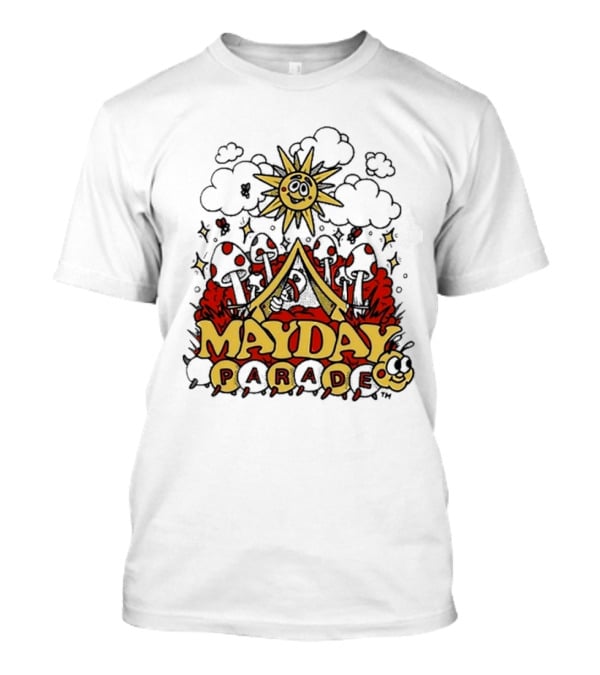Mayday Parade Whimsical Sun And Mushrooms Caterpillar T-Shirt