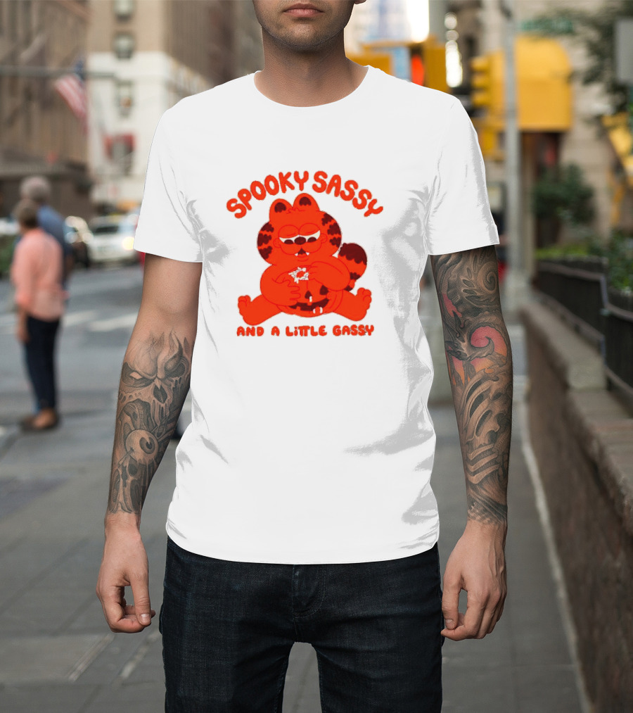 Spooky Sassy and a Little Gassy Halloween Cat Eating Candy T-Shirt