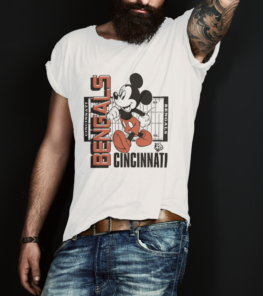 Junkfood X NFL Bengals Mickey Cincinnati Football Field Vintage T-Shirt