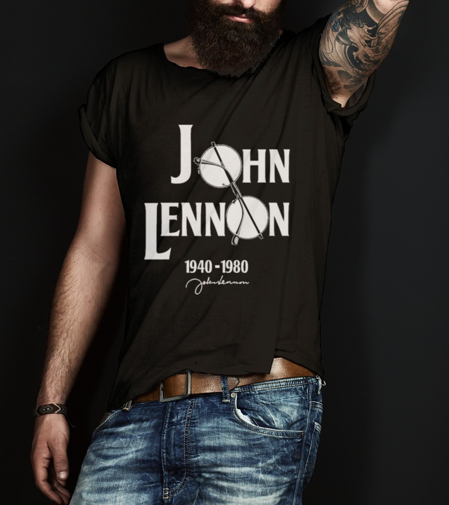 John Lennon 1940-1980 Peace Symbol Signature T-Shirt