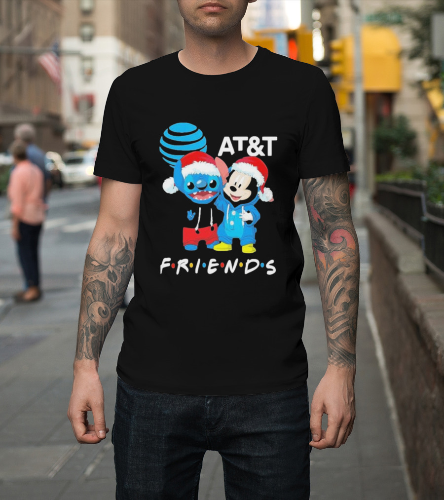 AT&T Stitch and Mickey Mouse Friends Merry Christmas T-Shirt