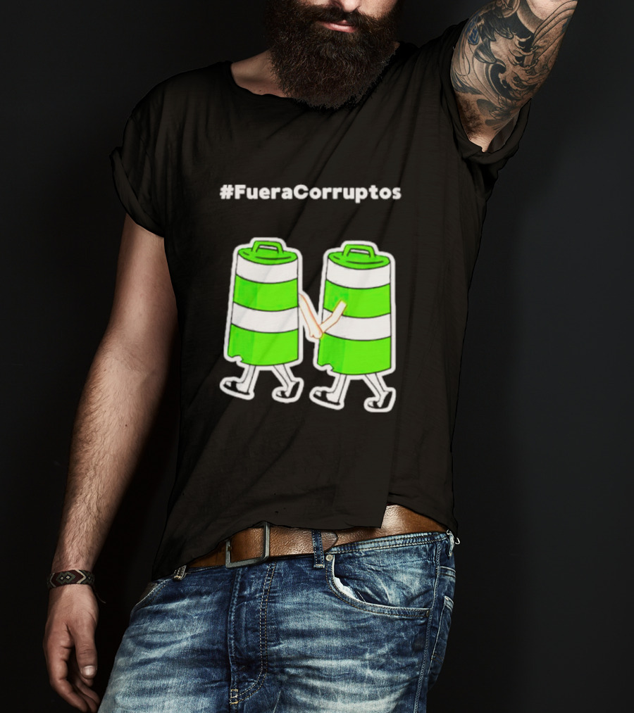 Paola Hurtado Uri Samayoa #Fueracorruptos Green Bins Handshake T-Shirt