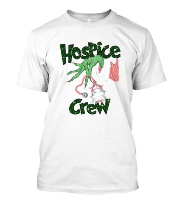 Hospice Crew Grinch Hand Christmas Lights T-Shirt