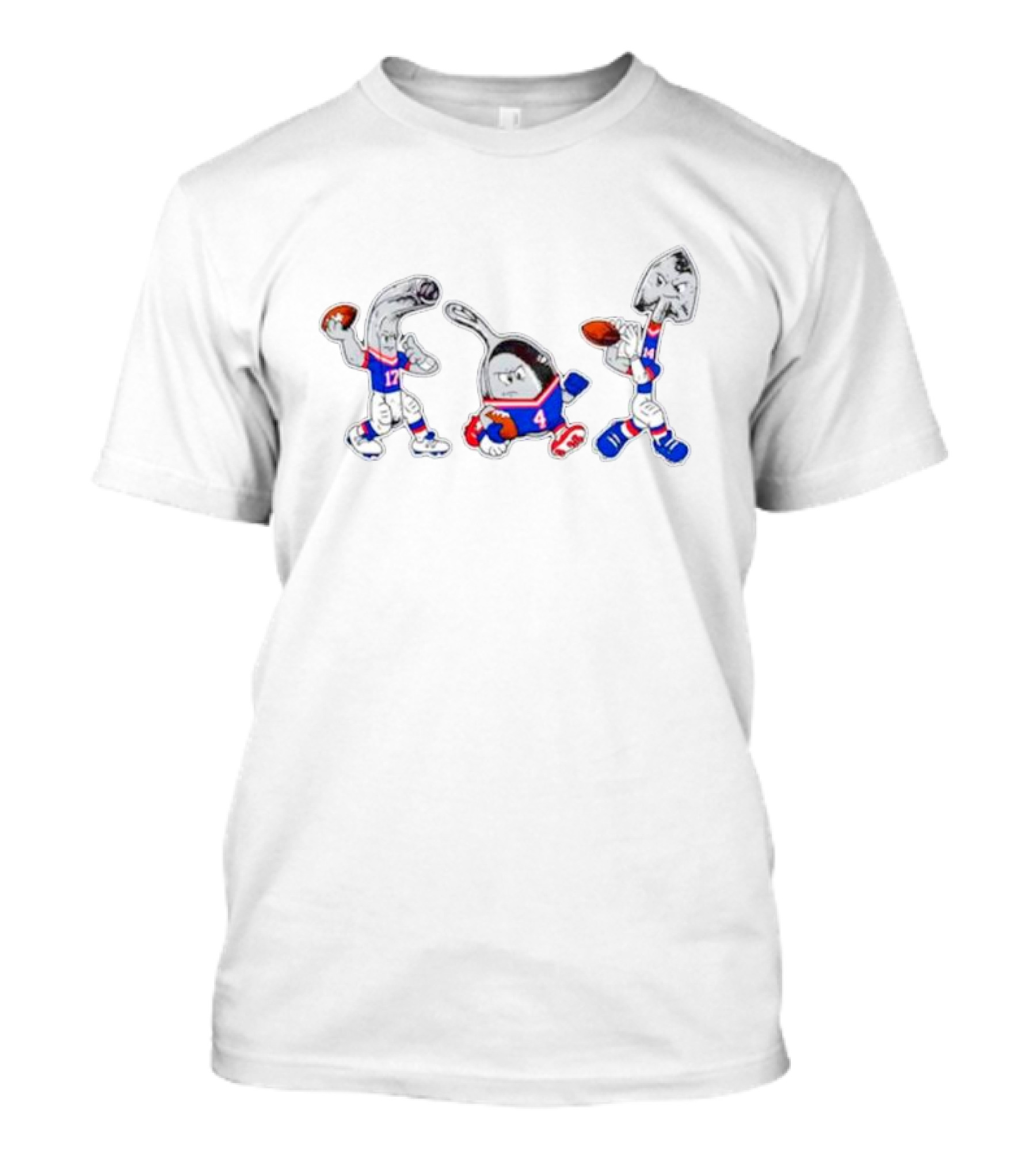 Buffalo Bills Utensil Football Characters With Player Numbers 17, 4, 14 T-Shirt