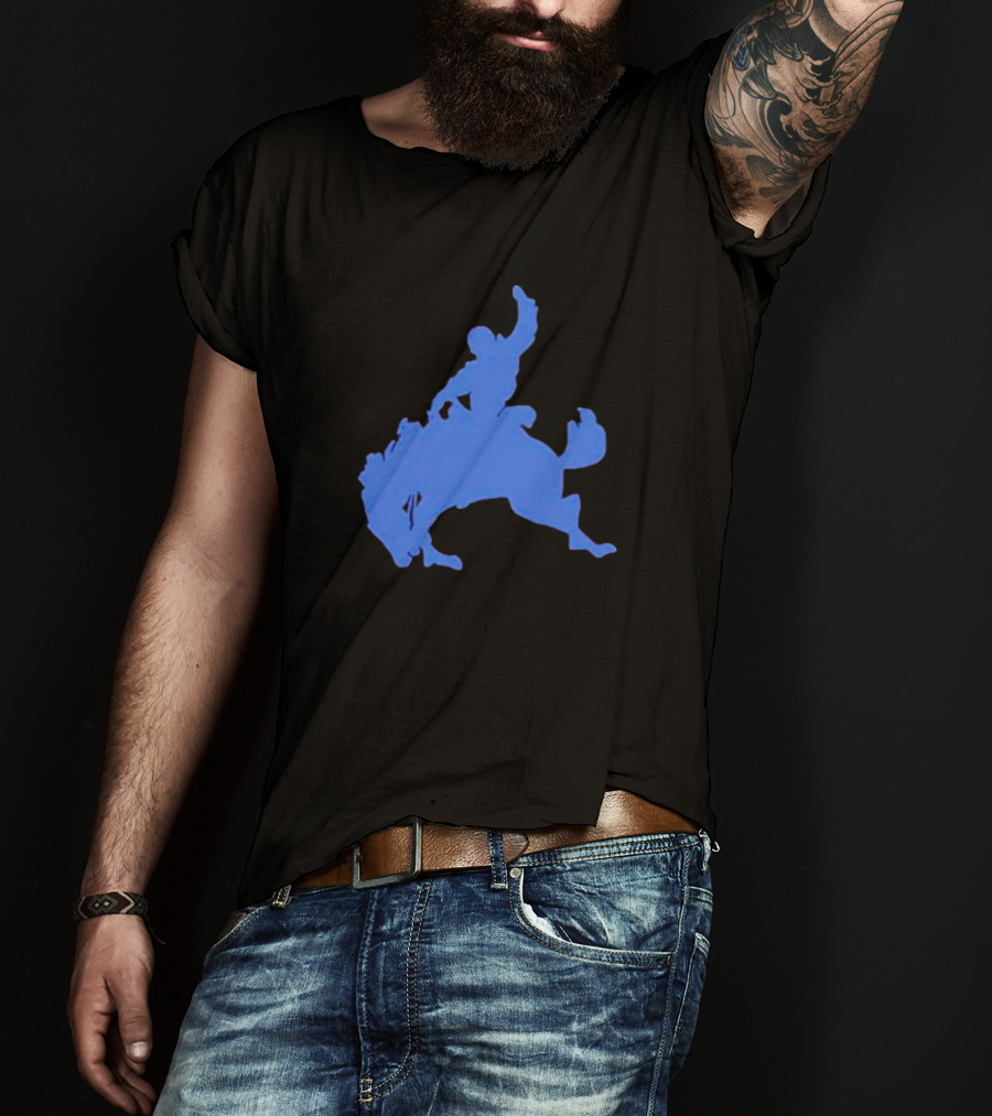 Bucking Bronco Silhouette Blue T-Shirt