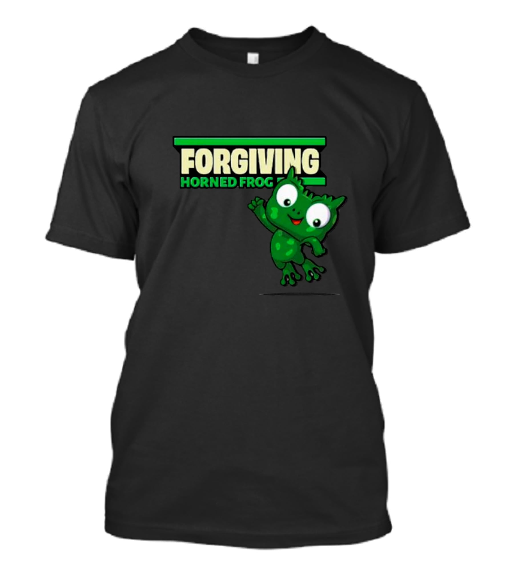 Forgiving Horned Frog Playful Green Character T-Shirt