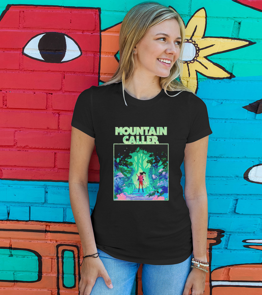 Mountain Caller Green Leaves Enchanted Forest Explorer T-Shirt