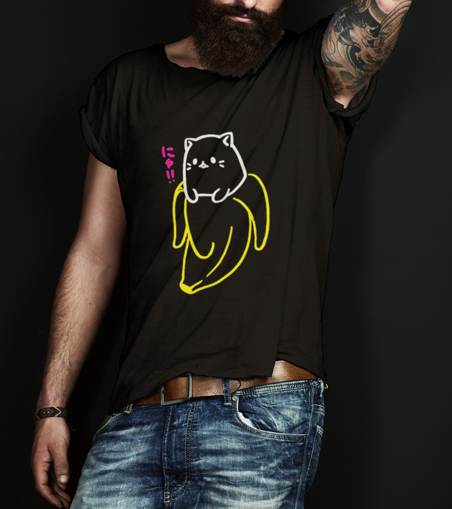Bananya Crunchyroll Neon Cat Banana Nyanko T-Shirt