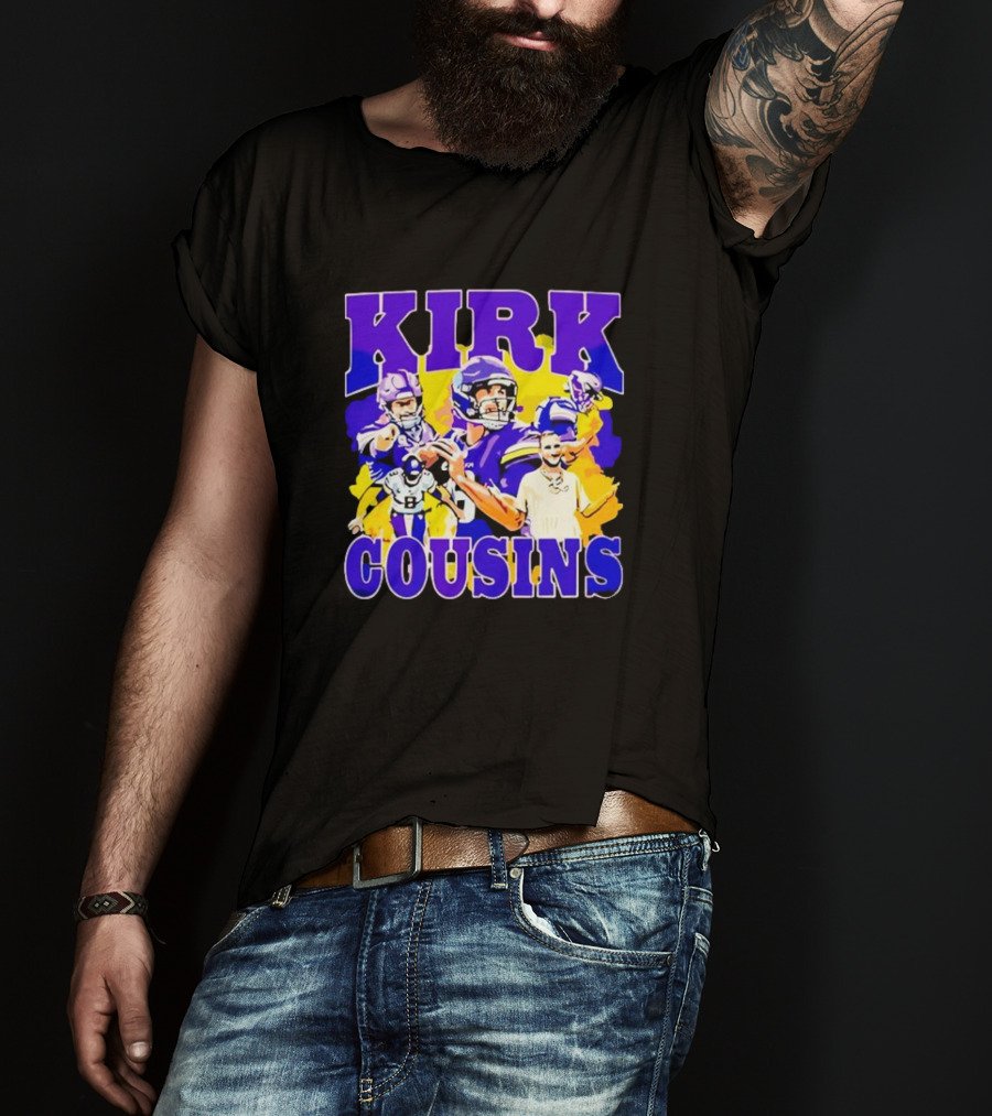 Kirk Cousins Vikings Football Player Collage Purple And Yellow T-Shirt