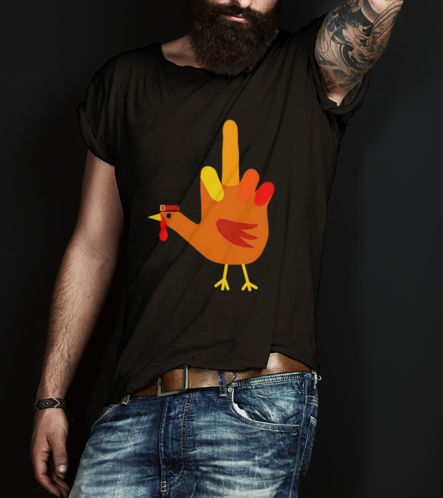 Thanksgiving Middle Finger Turkey Humor Hand Bird T-Shirt