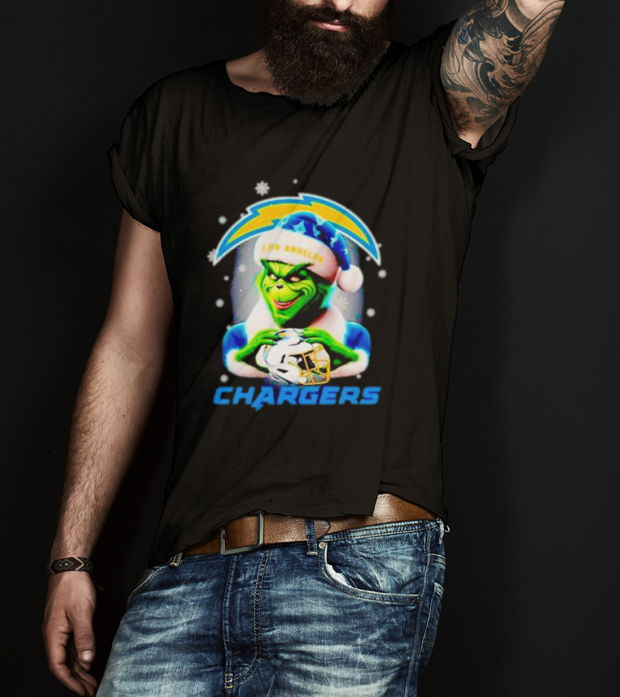 The Grinch Santa Los Angeles Chargers Christmas Holiday T-Shirt