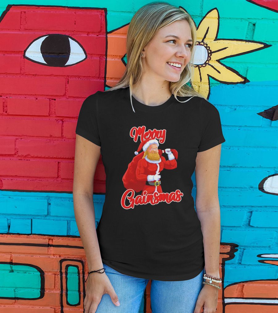 Merry Gainsmas Fitness Santa Bodybuilder T-Shirt