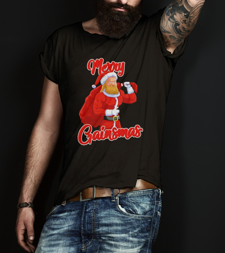 Merry Gainsmas Fitness Santa Bodybuilder T-Shirt