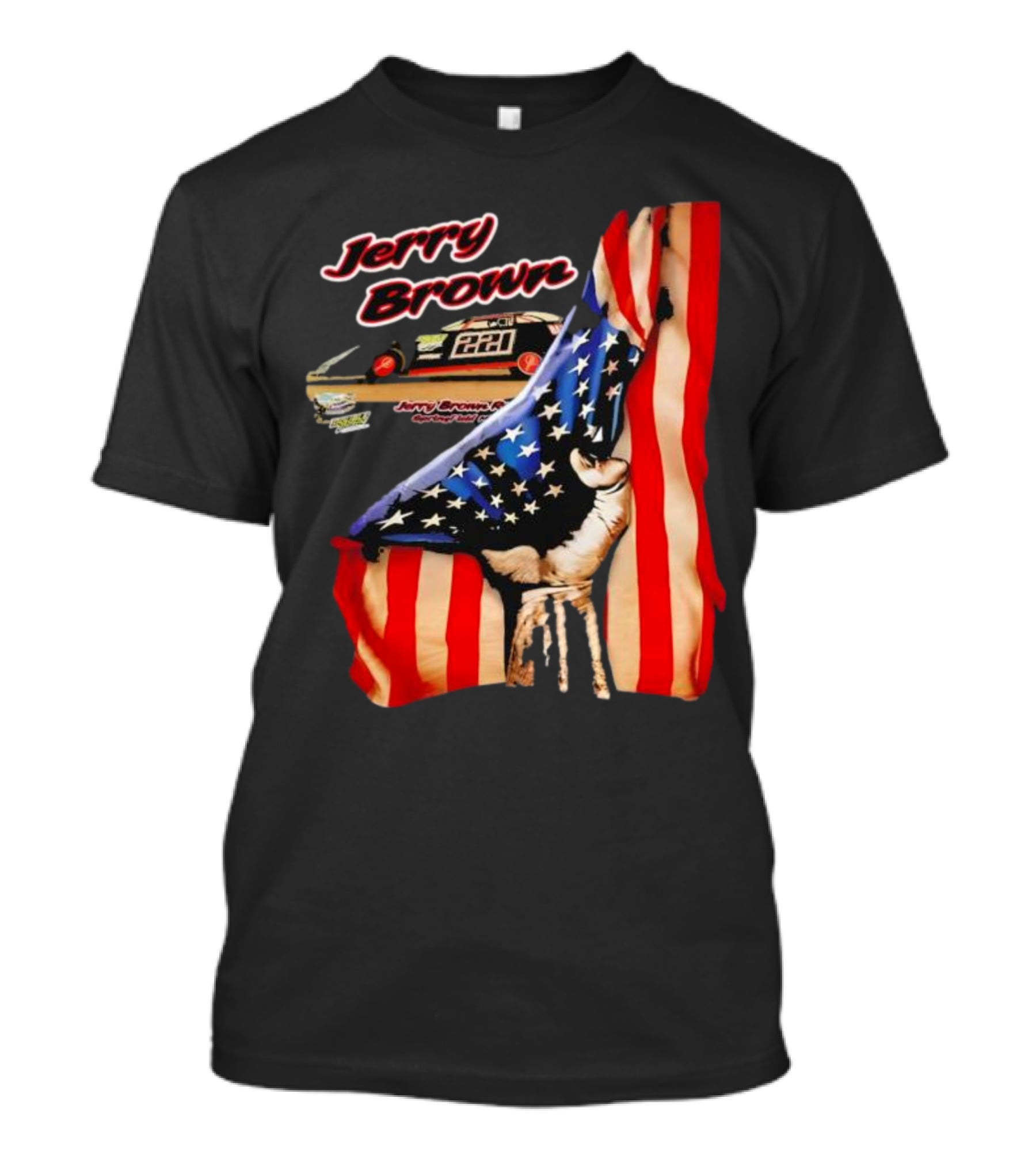 Jerry Brown Blood Inside Me American Flag Race Car 88 T-Shirt