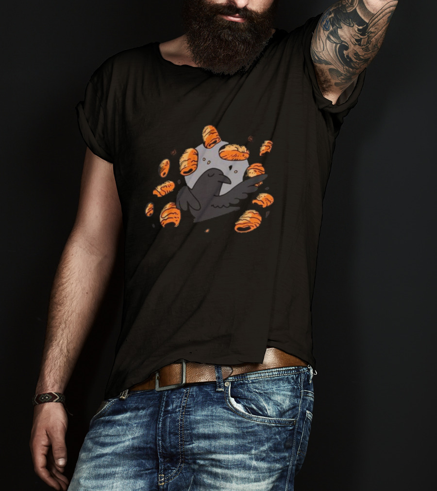 Crow Surrounded By Pain Au Chocolat T-Shirt