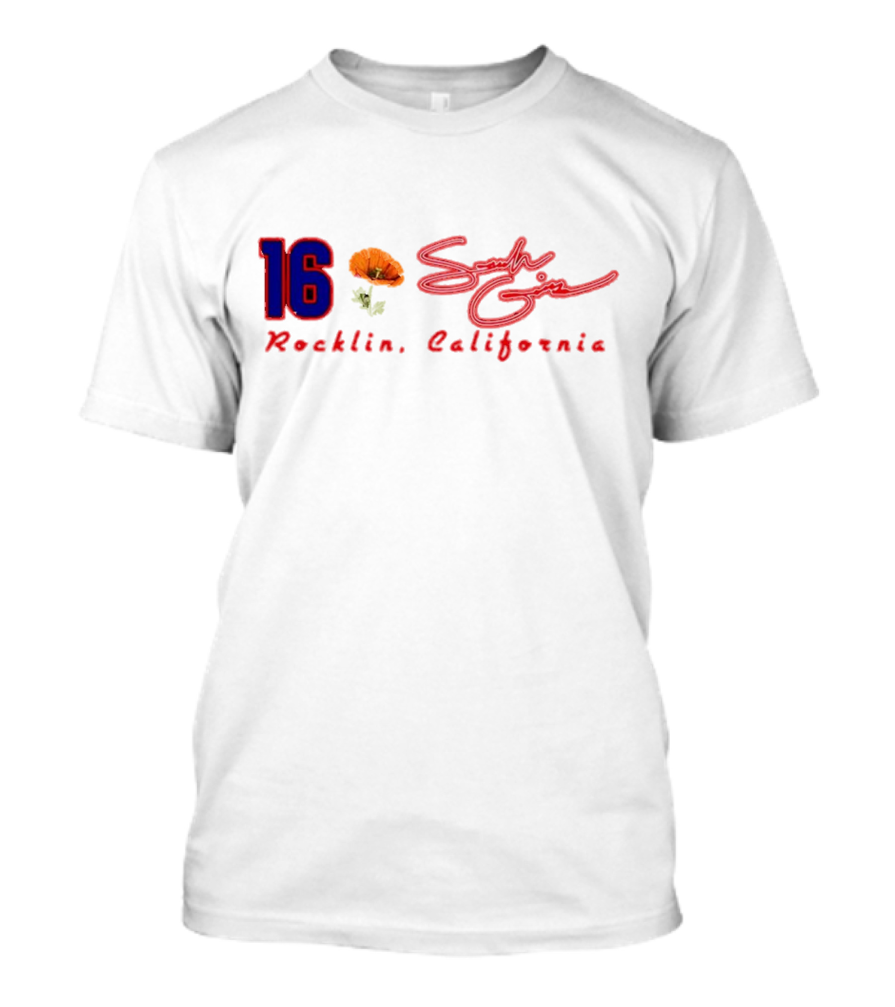 16 Sarah Giles Rocklin California Poppy Script T-Shirt
