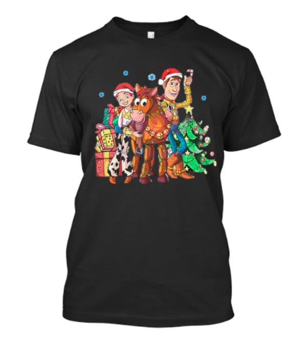 Toy Story Christmas Jessie Woody Bullseye Santa Hats Presents Christmas Tree T-Shirt