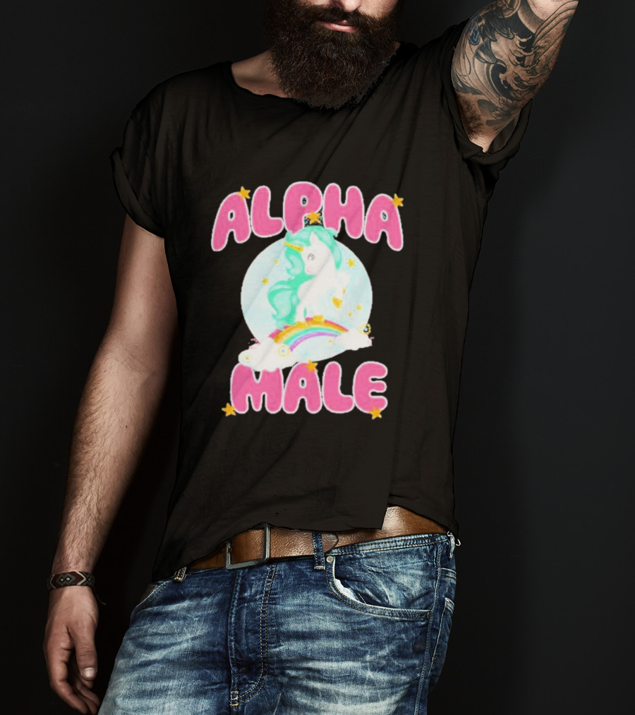 Alanalintao Alpha Male Unicorn Rainbow Stars T-Shirt