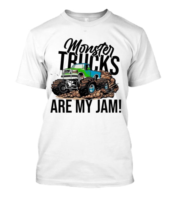Monster Trucks Are My Jam Off-Road Adventure With Green And Blue Truck T-Shirt